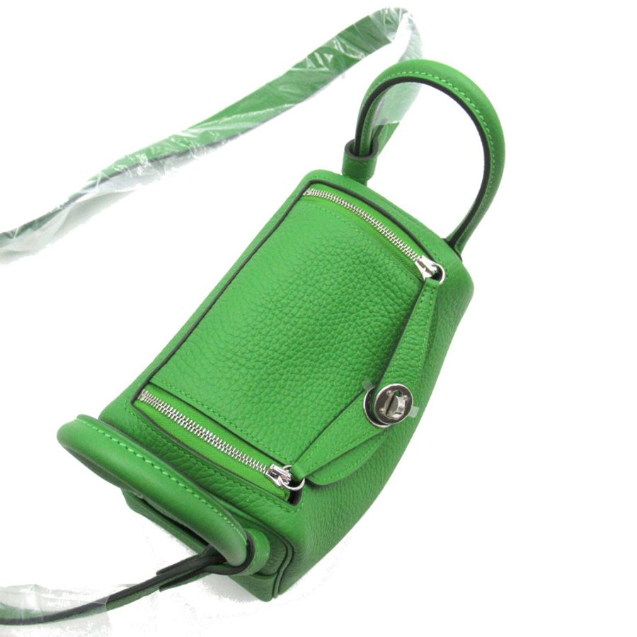 【日本直送】HERMES Mini Lindy 單肩斜背包 079086CK Taurillon Clemence Vert Yucca-3