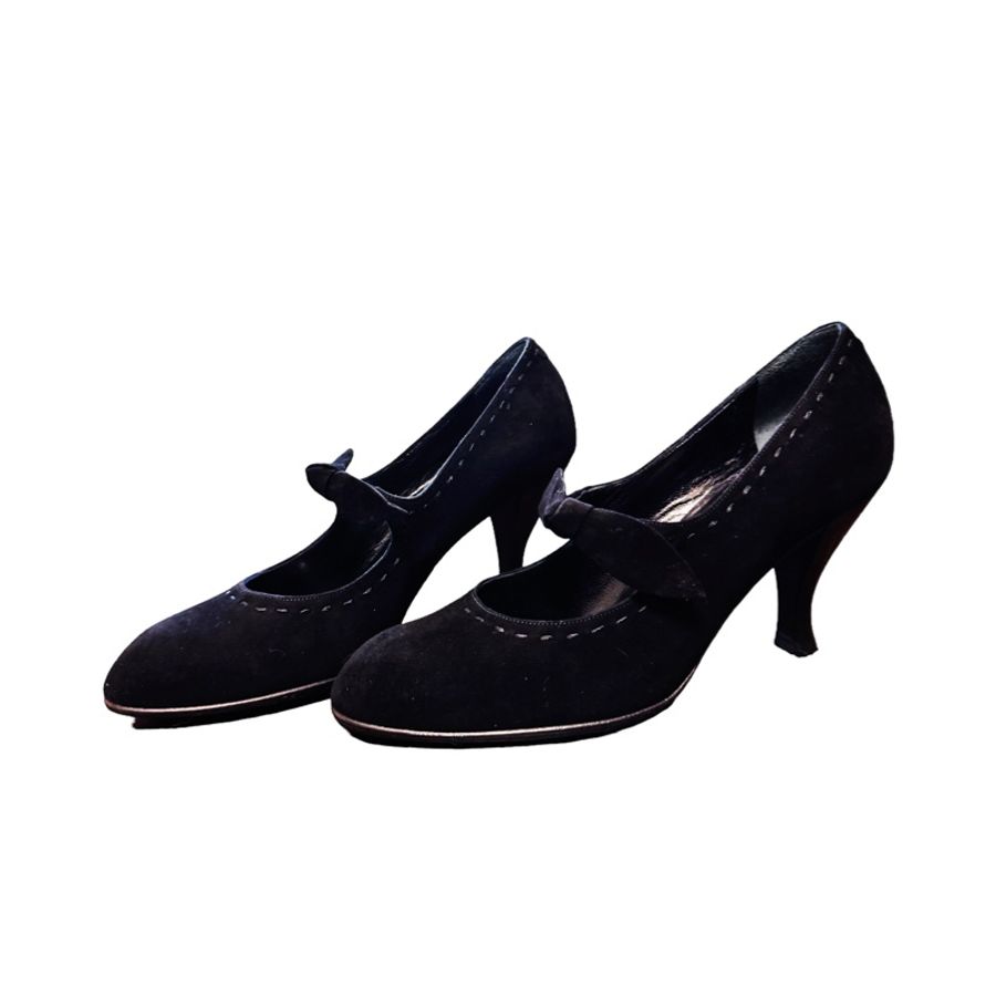 🍒MaxMara 瑪麗珍麂皮蝴蝶結中跟鞋 size:38.5 / 2F231202-2-1