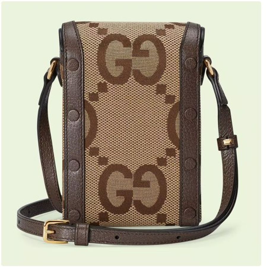 【預購】GUCCI Jumbo GG 迷你經典雙G圖案直立手機包 斜背包 單肩包 肩背包-4