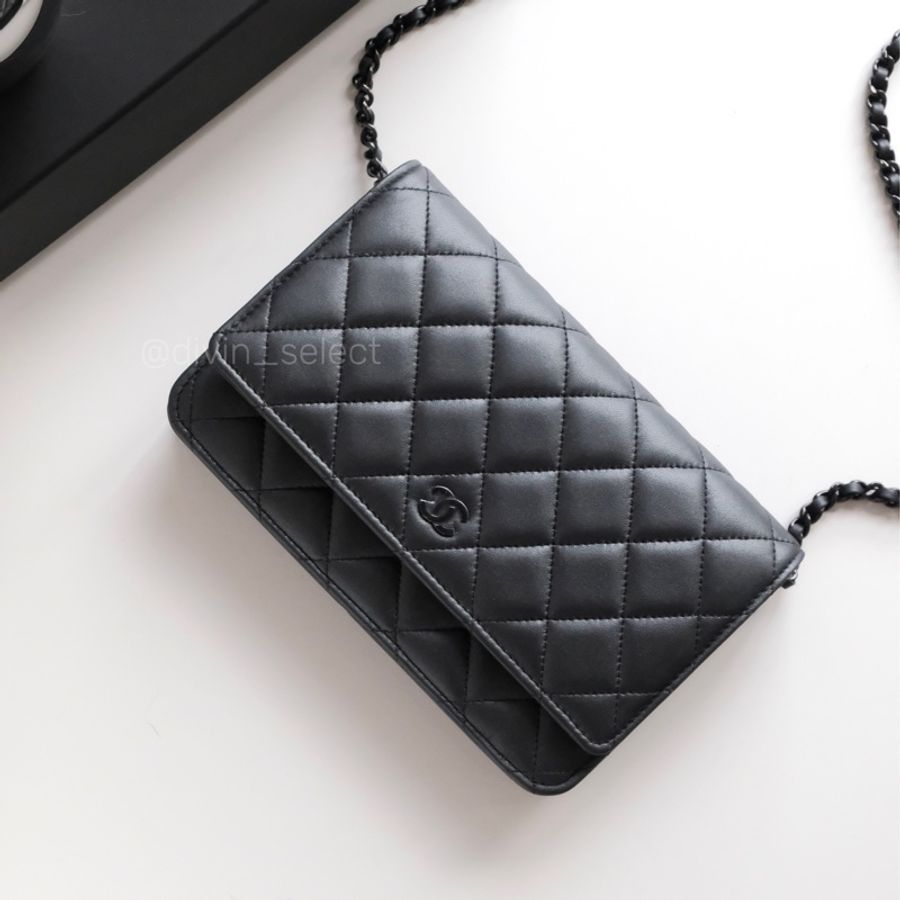 Chanel so black wallet on chain香奈兒全黑經典款woc信封包-2