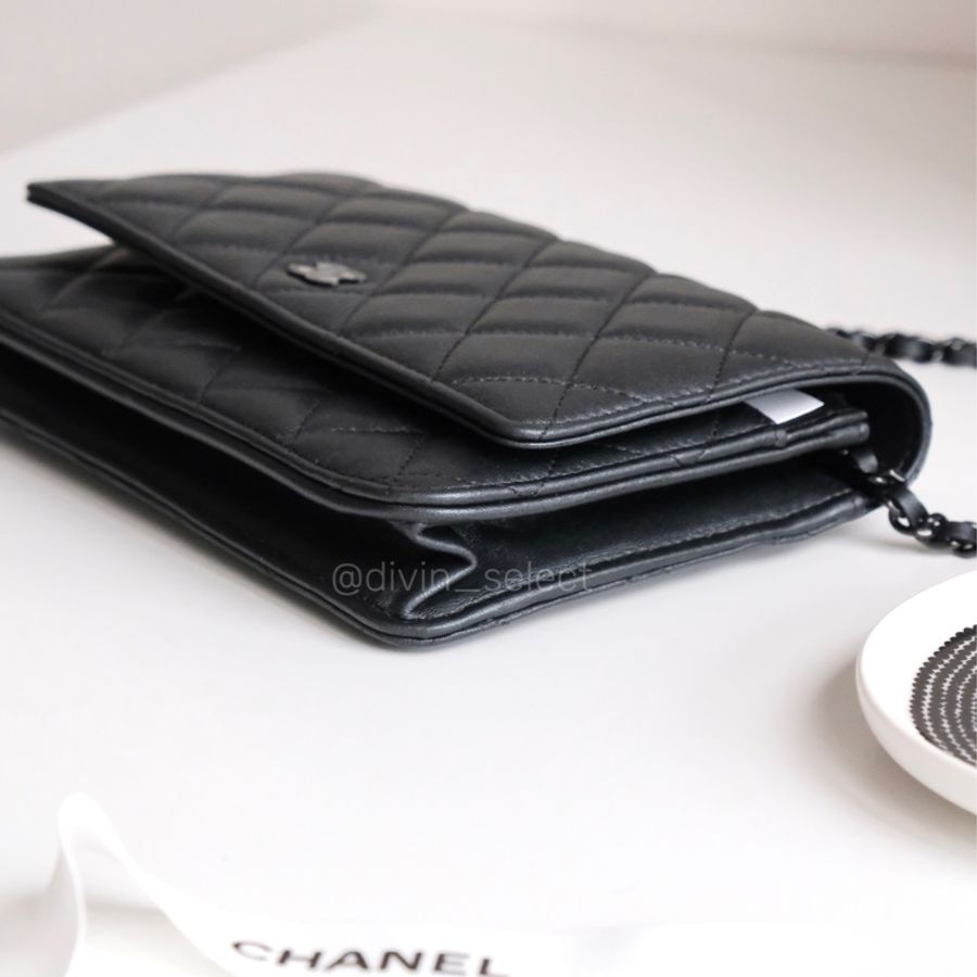 Chanel so black wallet on chain香奈兒全黑經典款woc信封包-3