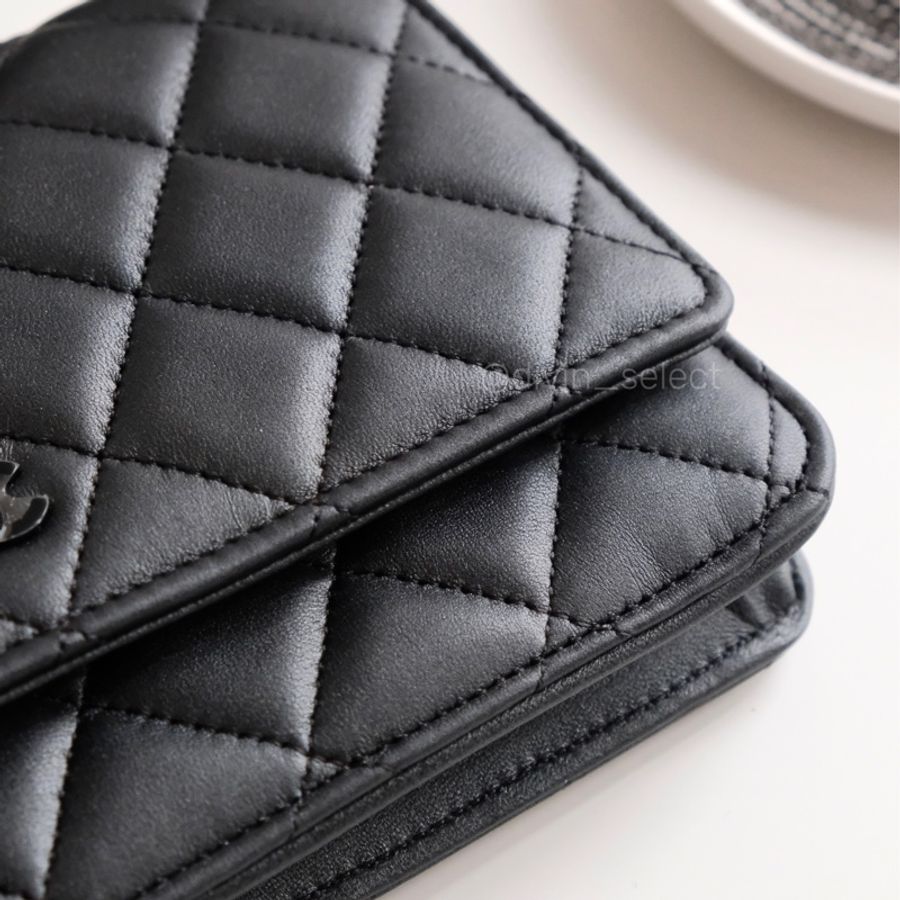 Chanel so black wallet on chain香奈兒全黑經典款woc信封包-4
