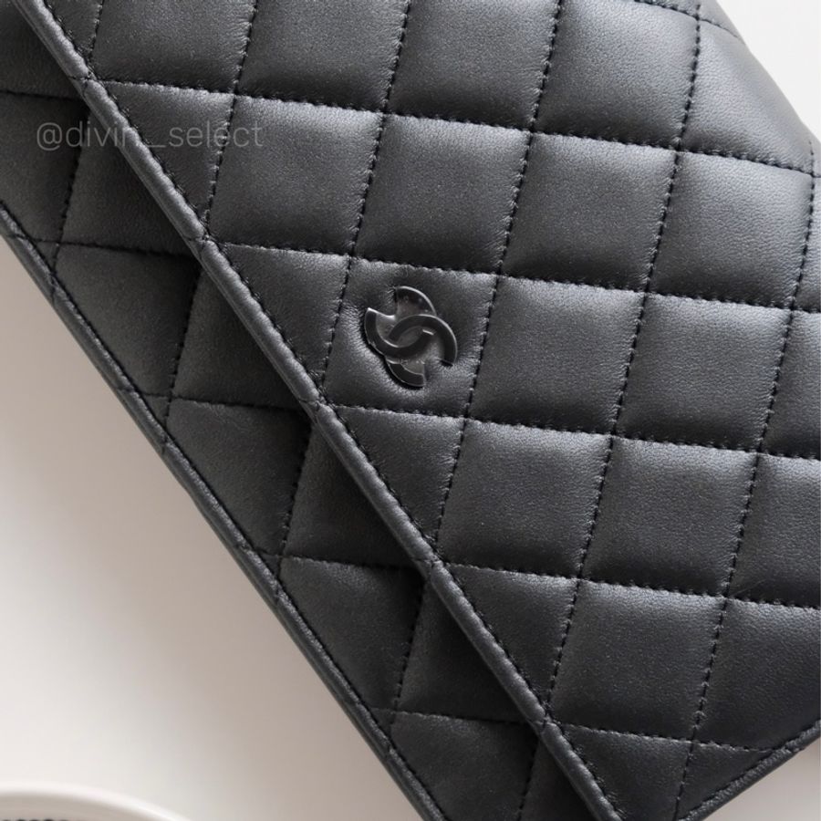 Chanel so black wallet on chain香奈兒全黑經典款woc信封包-5