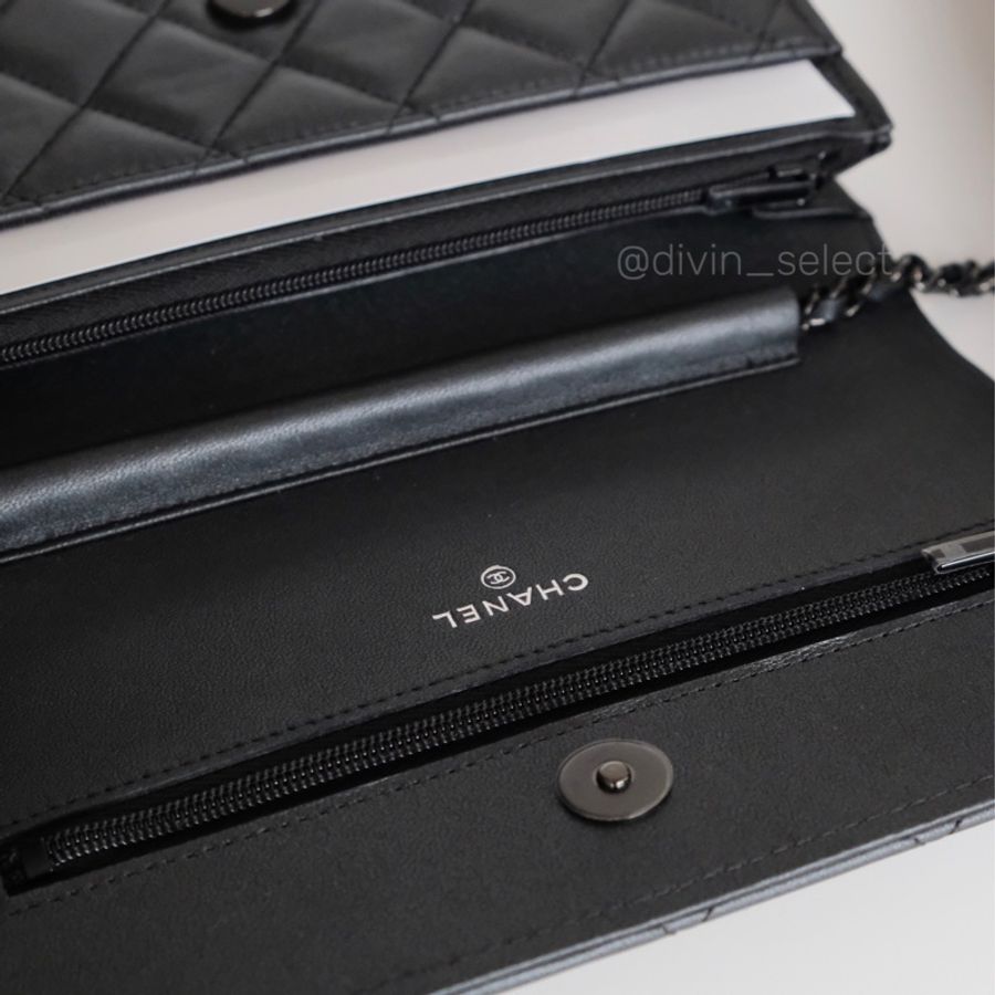 Chanel so black wallet on chain香奈兒全黑經典款woc信封包-8