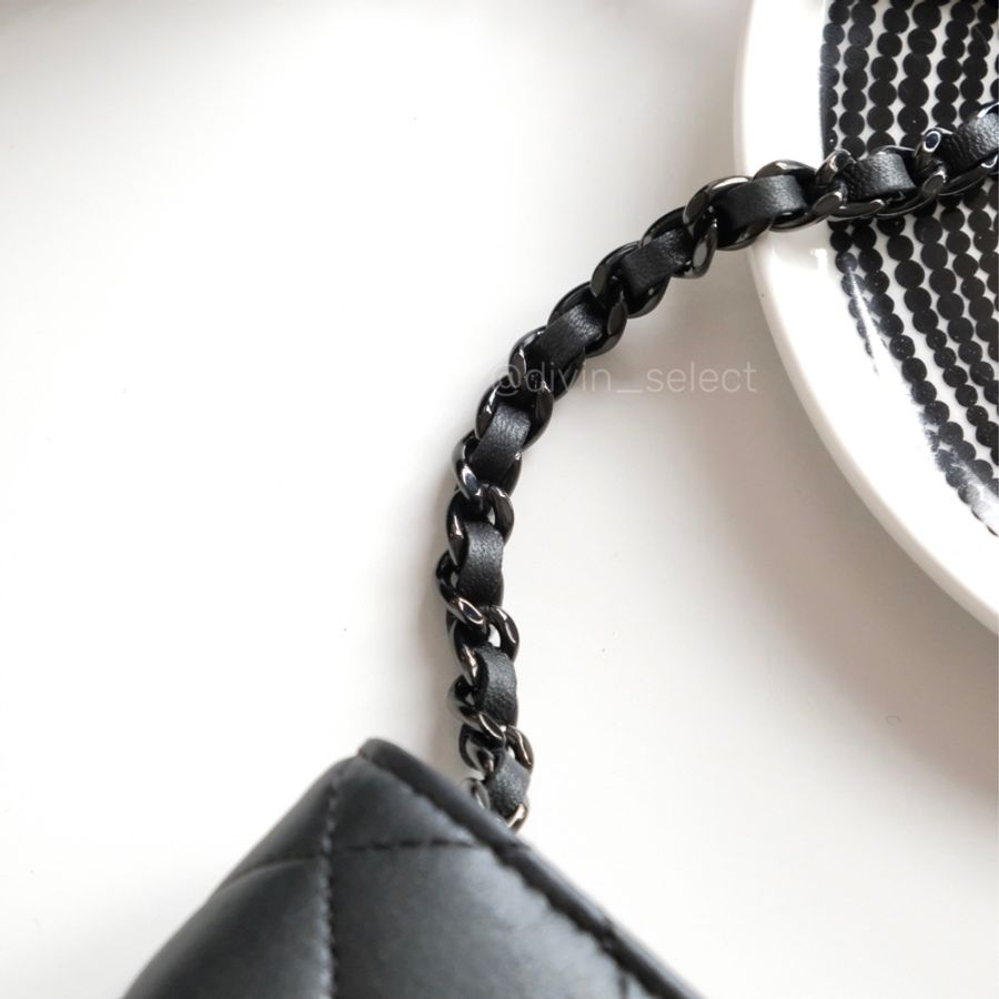 Chanel so black wallet on chain香奈兒全黑經典款woc信封包-9