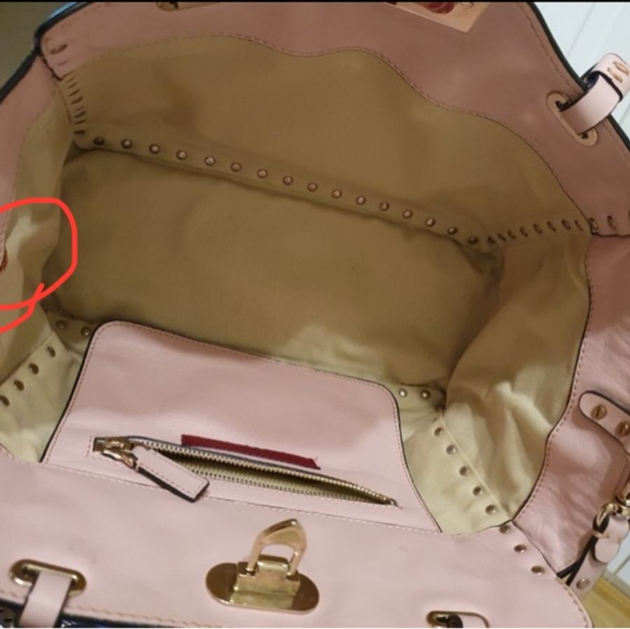 valentino 卯釘 中型包 粉金經典-12