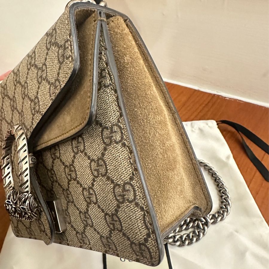 GUCCI 咖PVC卡其邊酒神鏈包-2