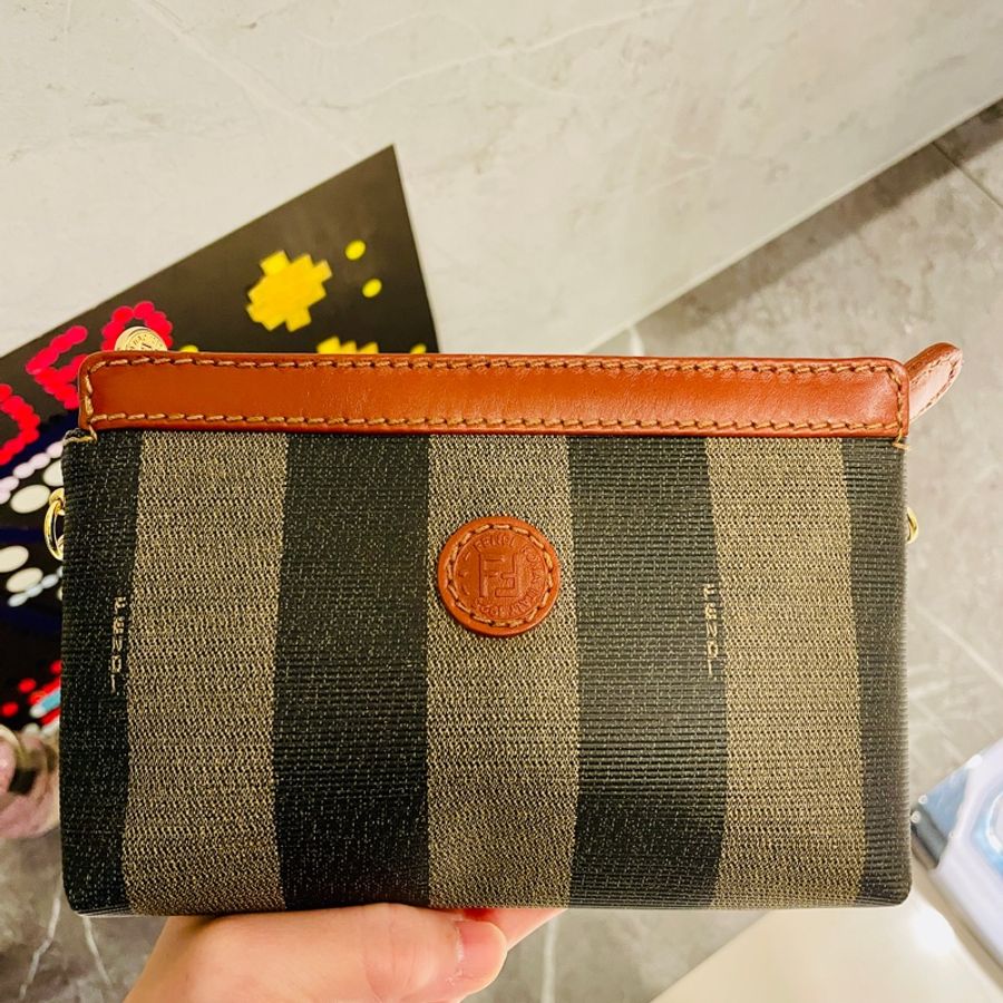 二手正品FENDI vintage 古董包/麻將包/腋下包/側背包/手提包/小包/大手機可入（看圖看內文）-9