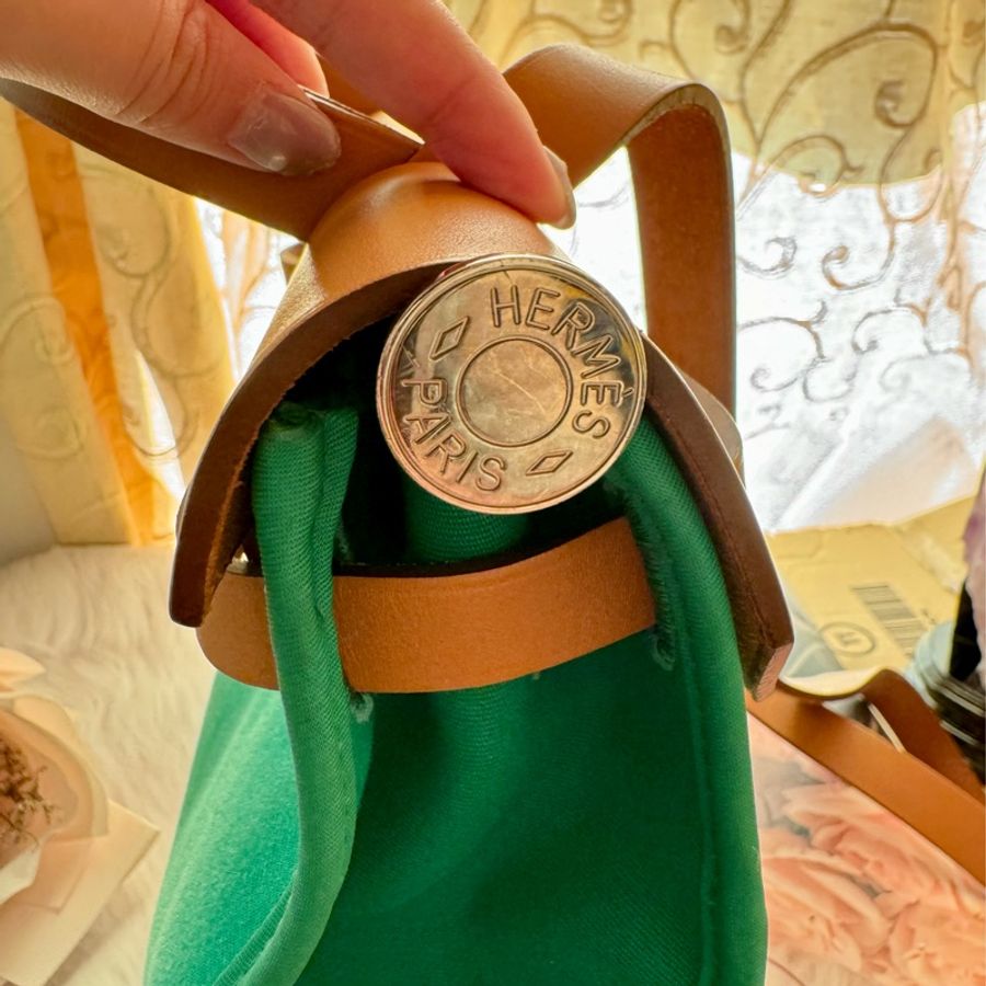 HERMES綠拼棕皮革HERBAG31-10