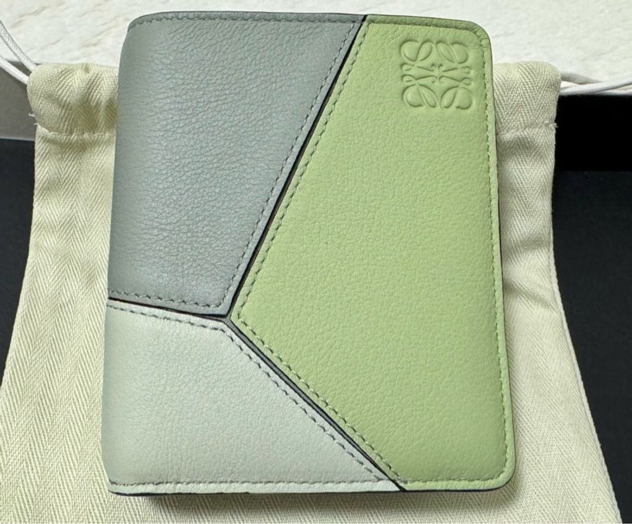 LOEWE Puzzle compact zip walle 短夾 灰燼灰/淺瓷藍色-1