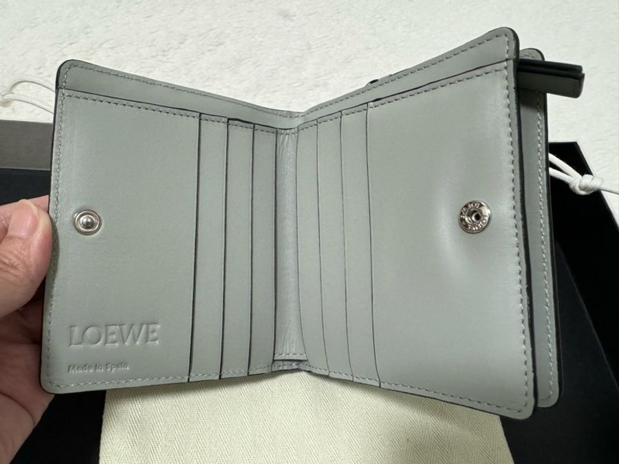 LOEWE Puzzle compact zip walle 短夾 灰燼灰/淺瓷藍色-4