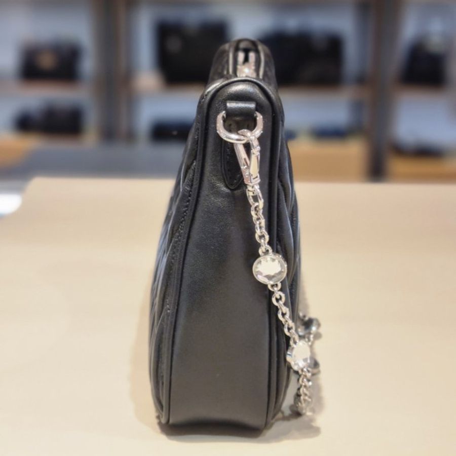 Miu Miu 5BH211 Matelasse 納帕軟皮流浪包 配珠寶鏈帶 黑色《佳節年終特賣》-10