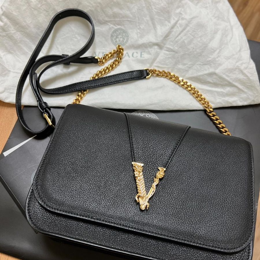 極新 VERSACE 凡賽斯 真皮肩背包 台灣專櫃購入-3