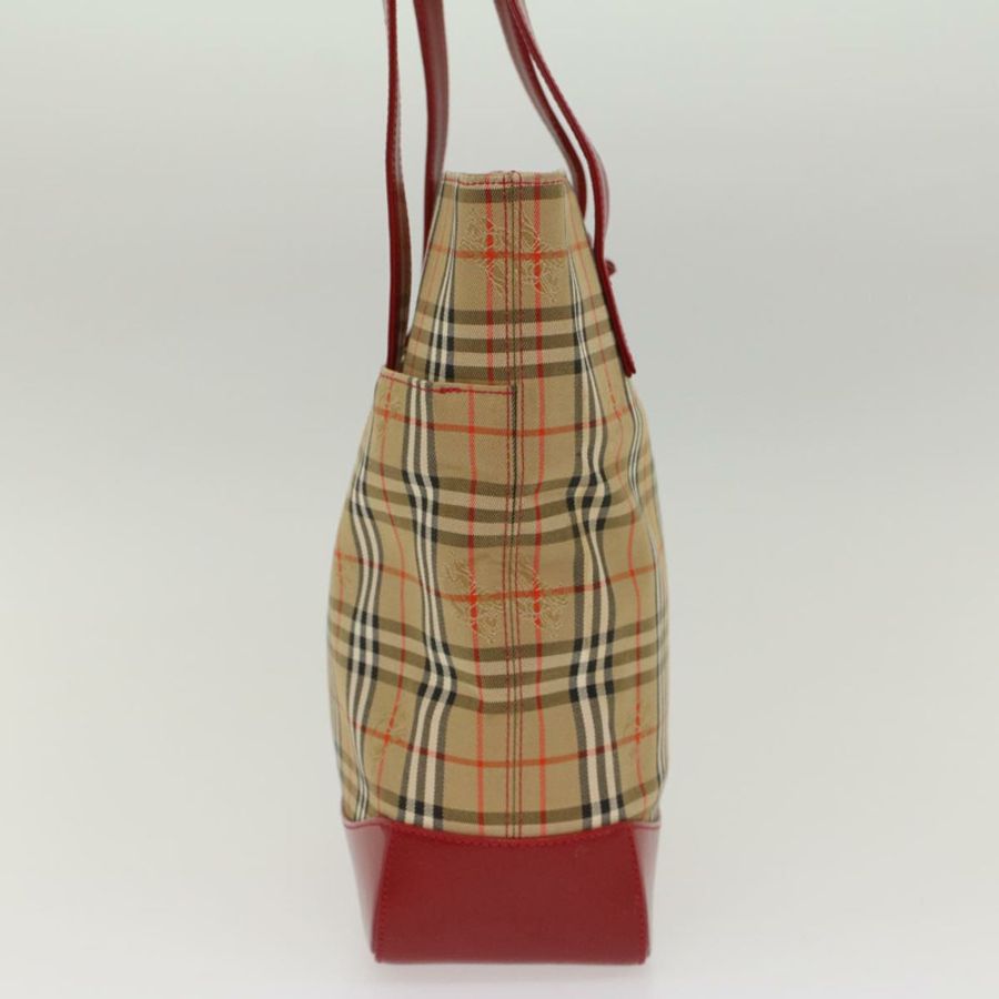 【日本直送】BURBERRY Nova 格紋托特包 尼龍皮革 米色 紅色 正品 52434-3
