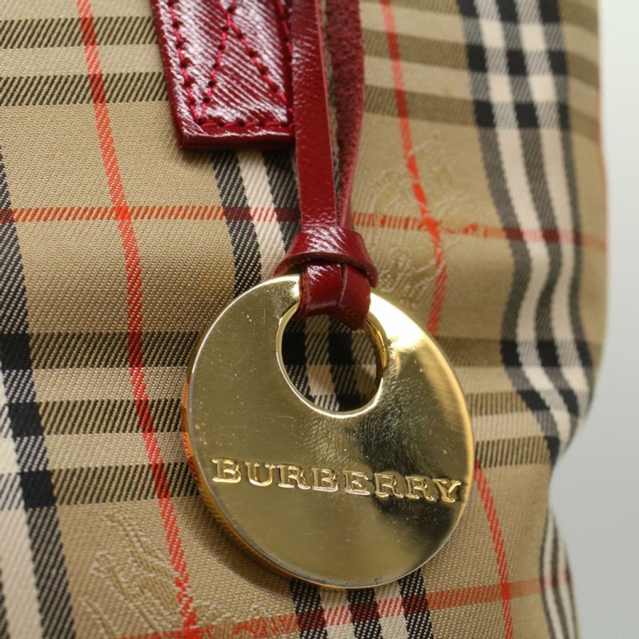【日本直送】BURBERRY Nova 格紋托特包 尼龍皮革 米色 紅色 正品 52434-9