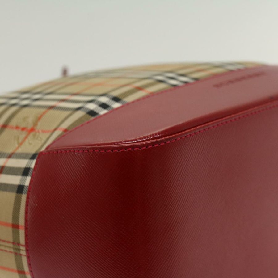 【日本直送】BURBERRY Nova 格紋托特包 尼龍皮革 米色 紅色 正品 52434-13