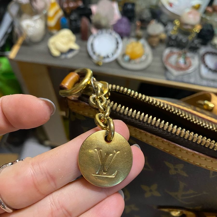 LV老花 手提肩背托特包 大款 皺折款 8成新-1