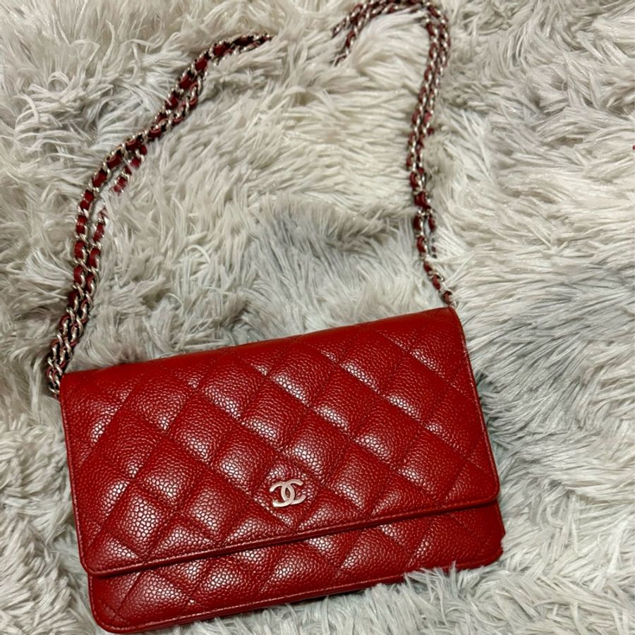 🎀香奈兒 Chanel 經典發財woc (紅銀荔枝牛皮)-2