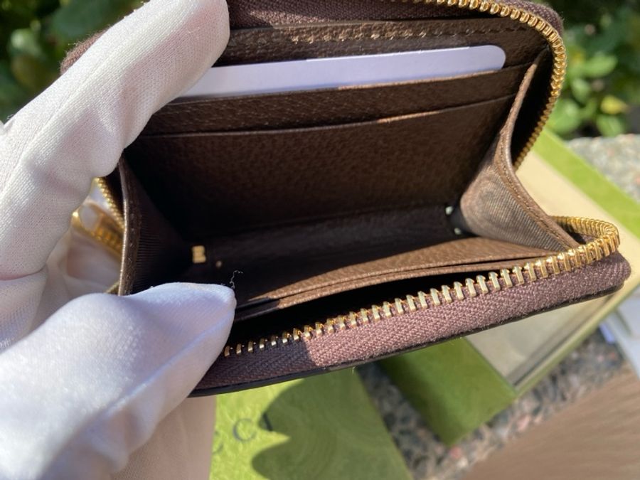 全新GUCCI 658552 Ophidia 老花 綠紅綠pvcㄇ字拉鍊卡片零錢包-8