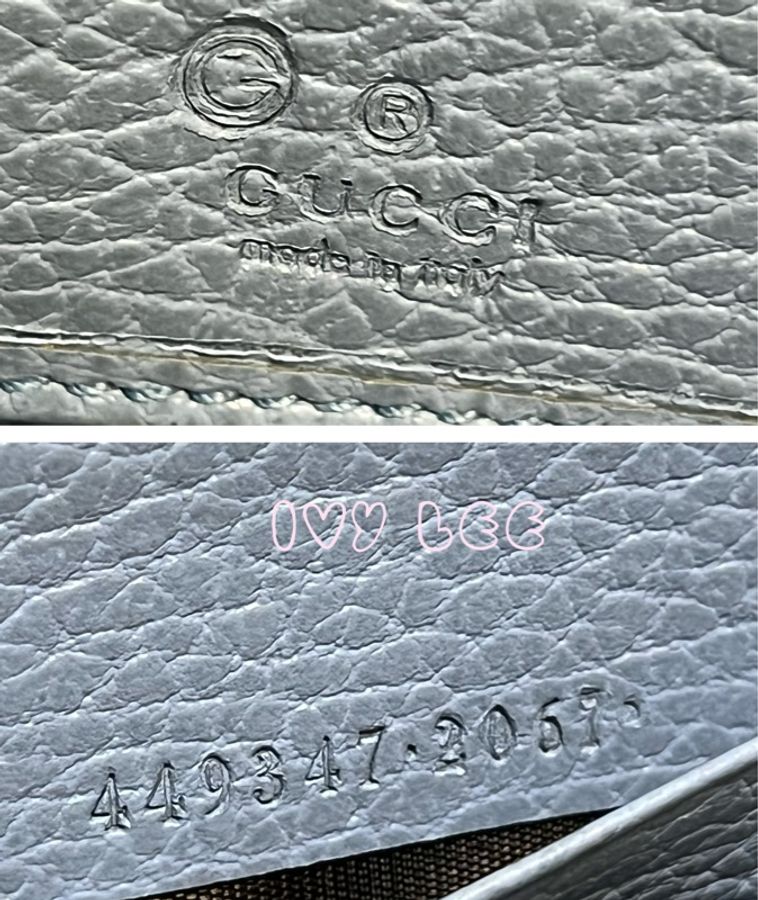 GUCCI 經典品牌金屬GG LOGO荔枝壓紋皮革拉鍊長夾 粉藍（449347) 二手精品-21