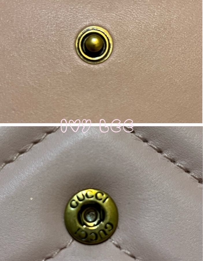 GUCCI 古馳 443436 GG Marmont絎縫紋牛皮金屬雙G LOGO長夾 粉色  二手精品-20