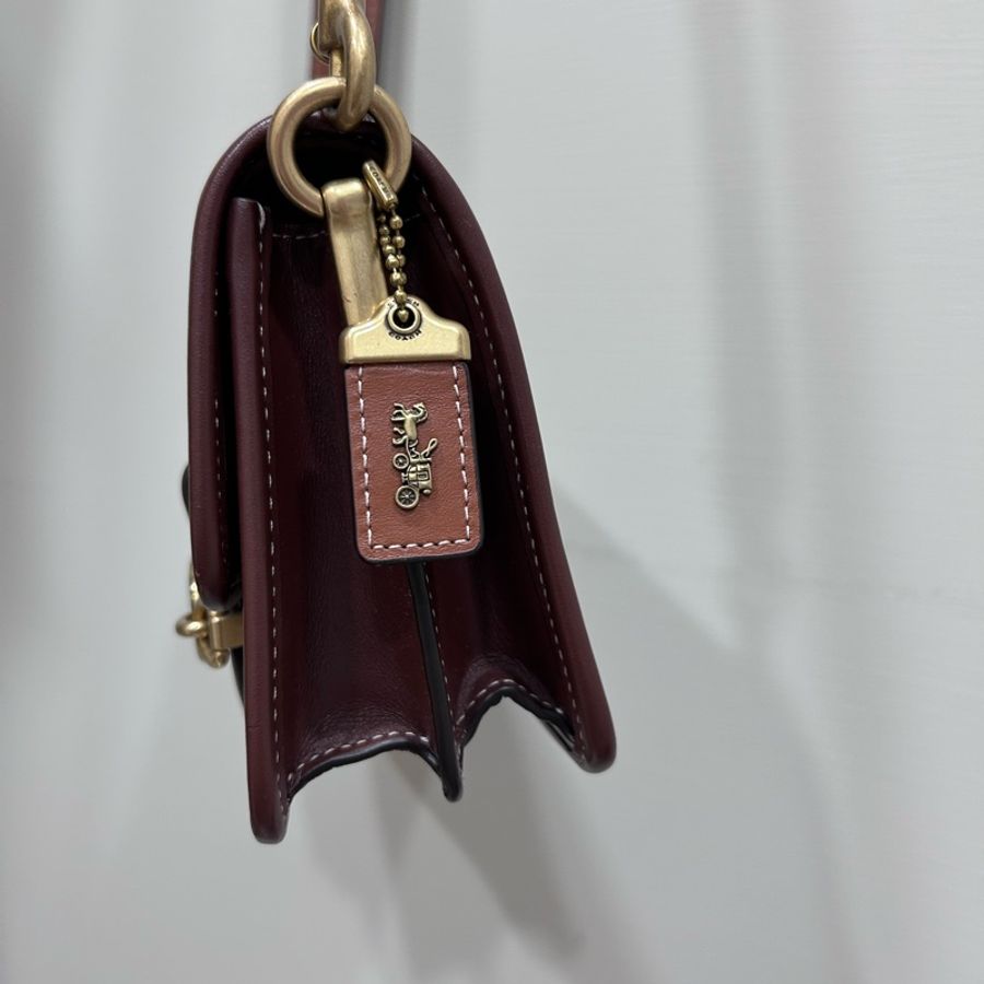 二手閒置款✨Coach Hero mini 斜背手袋 專櫃款 帆布拼焦糖皮革-13
