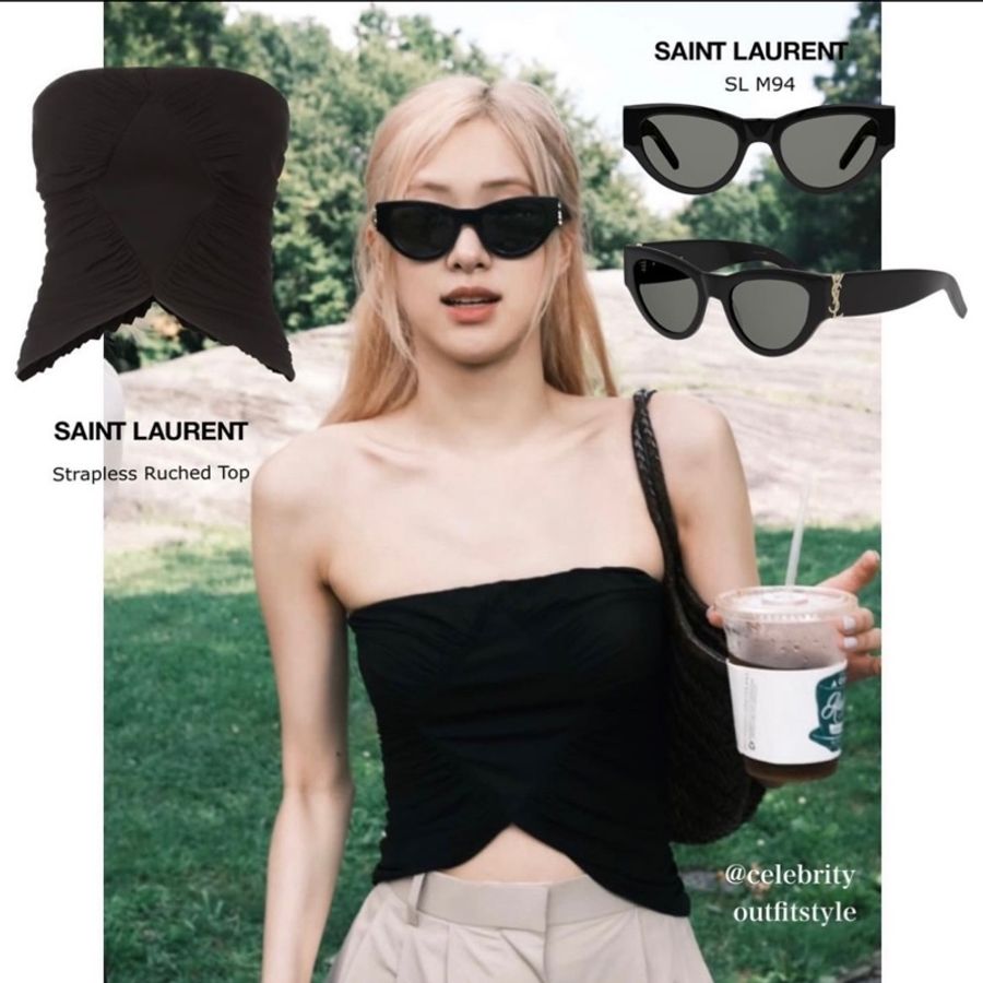 BlackPink Rosé同款 Saint Laurent SL M94 黑色墨鏡 | 貓眼鏡框(客留)-4