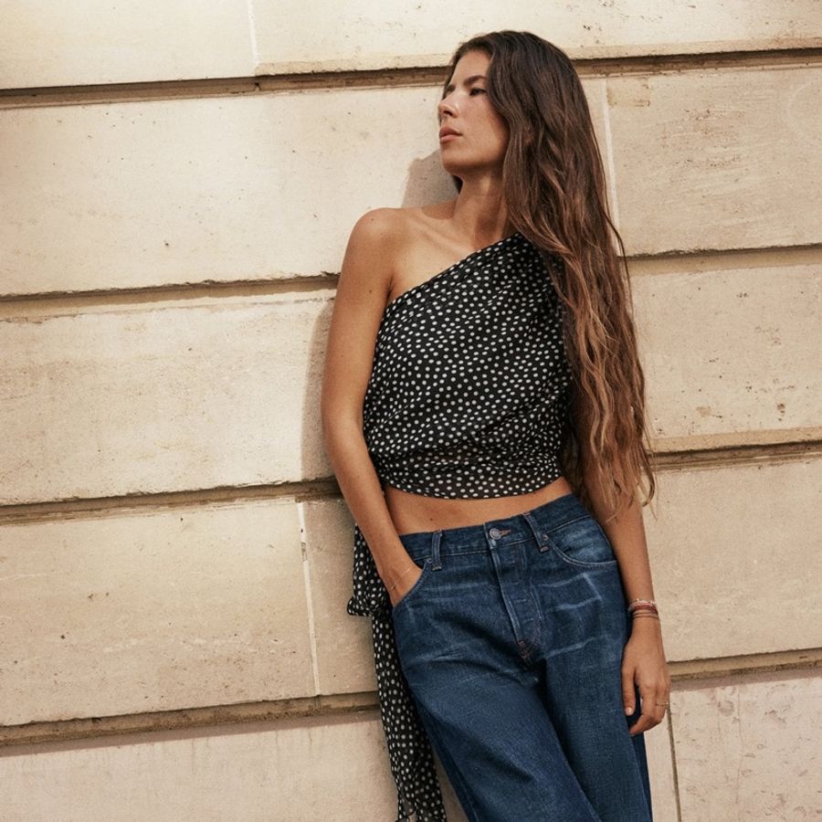 ZARA 不對稱波卡圓點上衣ZW COLLECTION S-0