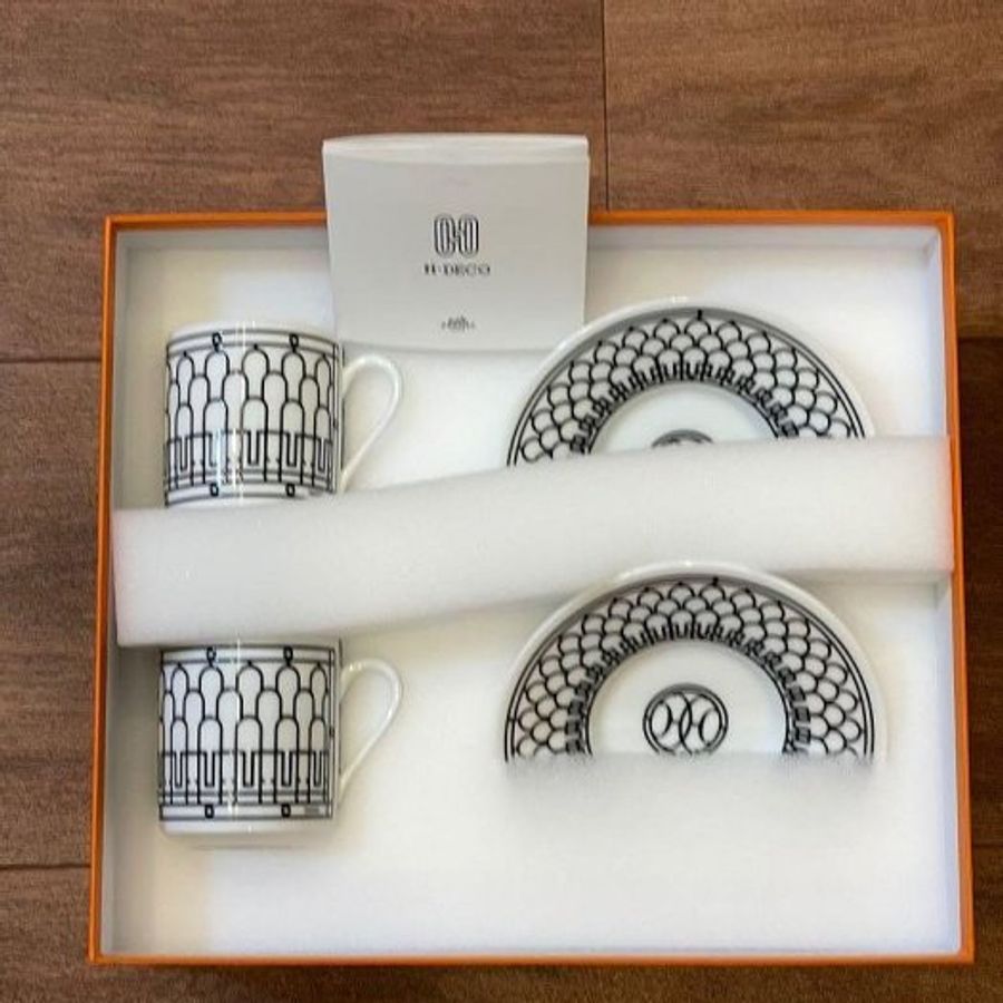 Hermes 愛馬仕 H DECO ROUGE咖啡杯與杯碟(白色)-0