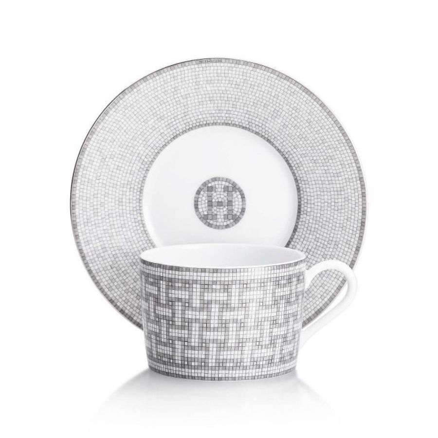 Hermes 愛馬仕 Mosaique au 24 Platinium茶杯與杯碟-0