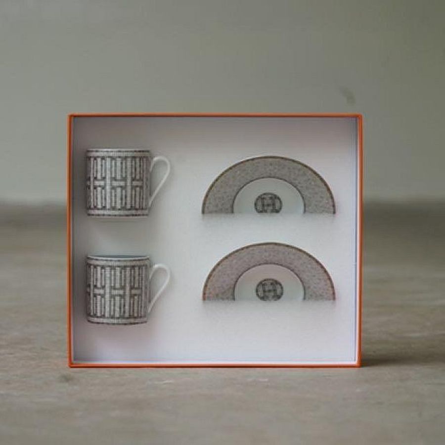 Hermes 愛馬仕 Mosaique au 24 platinum咖啡杯與杯碟-0