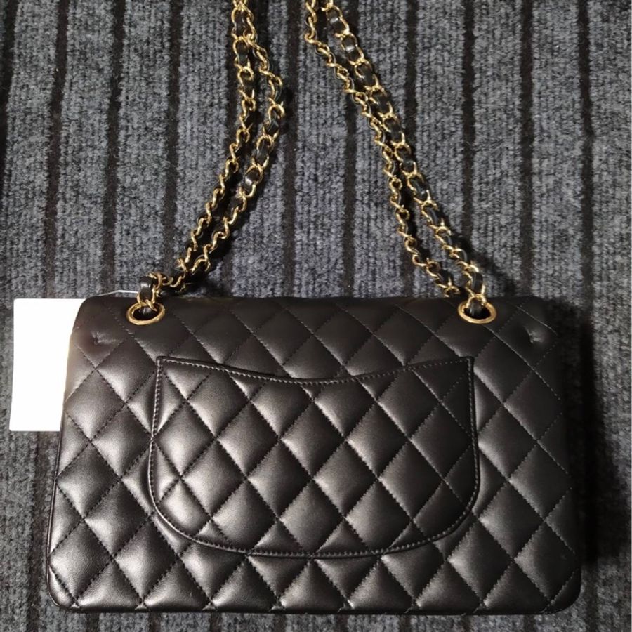 Chanel 香奈兒CF 25經典口蓋包 黑金羊-1