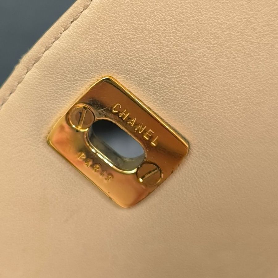 💙CHANEL Vintage 復古菱格外縫腰包💙 甜美奶茶色|小方包|小廢包-24