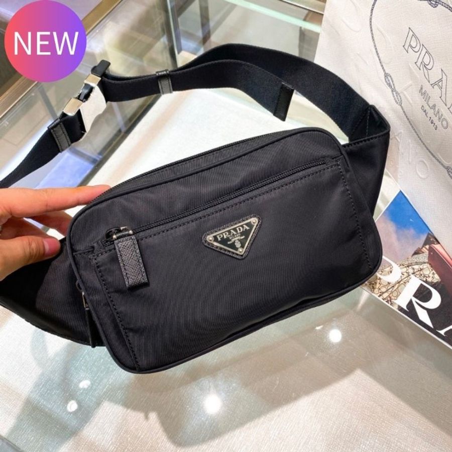 🛫當季新品🛬Prada 2VL977 再生尼龍及Saffiano皮革腰包 黑色-12