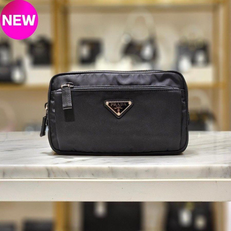 🛫當季新品🛬Prada 2VL977 再生尼龍及Saffiano皮革腰包 黑色-1