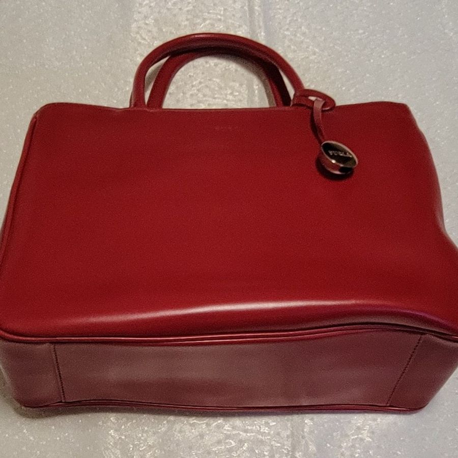 FURLA真皮紅色手提包-0