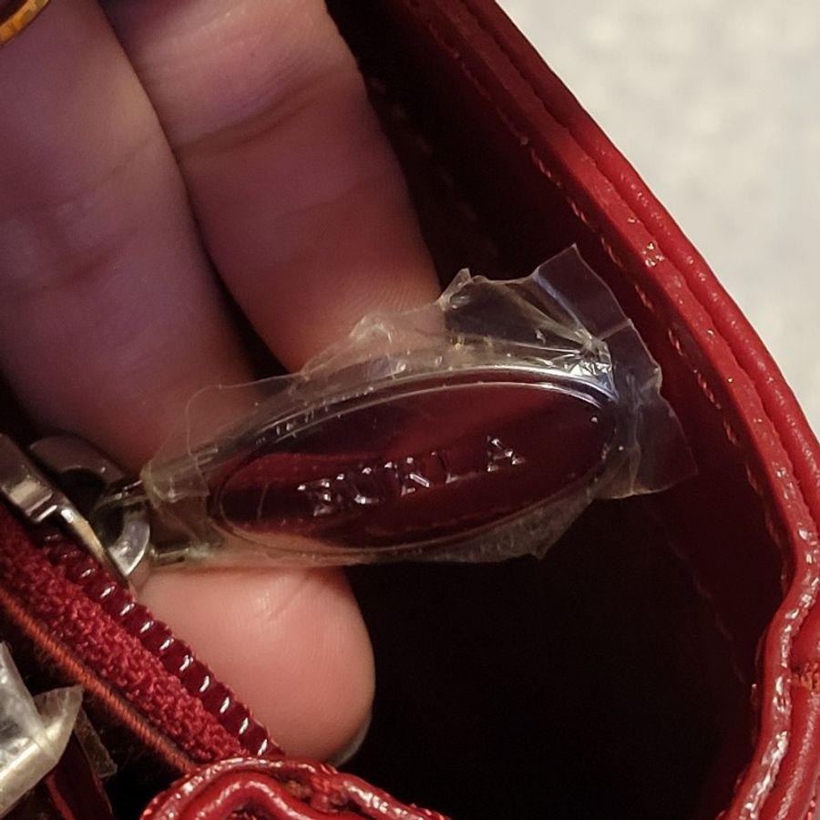 FURLA真皮紅色手提包-3