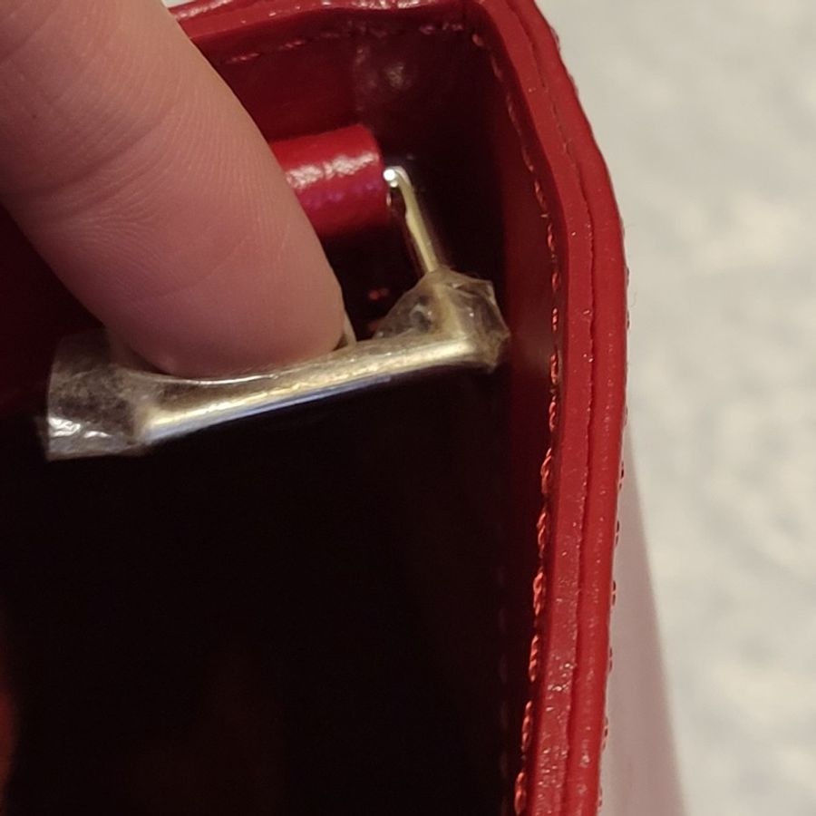 FURLA真皮紅色手提包-4