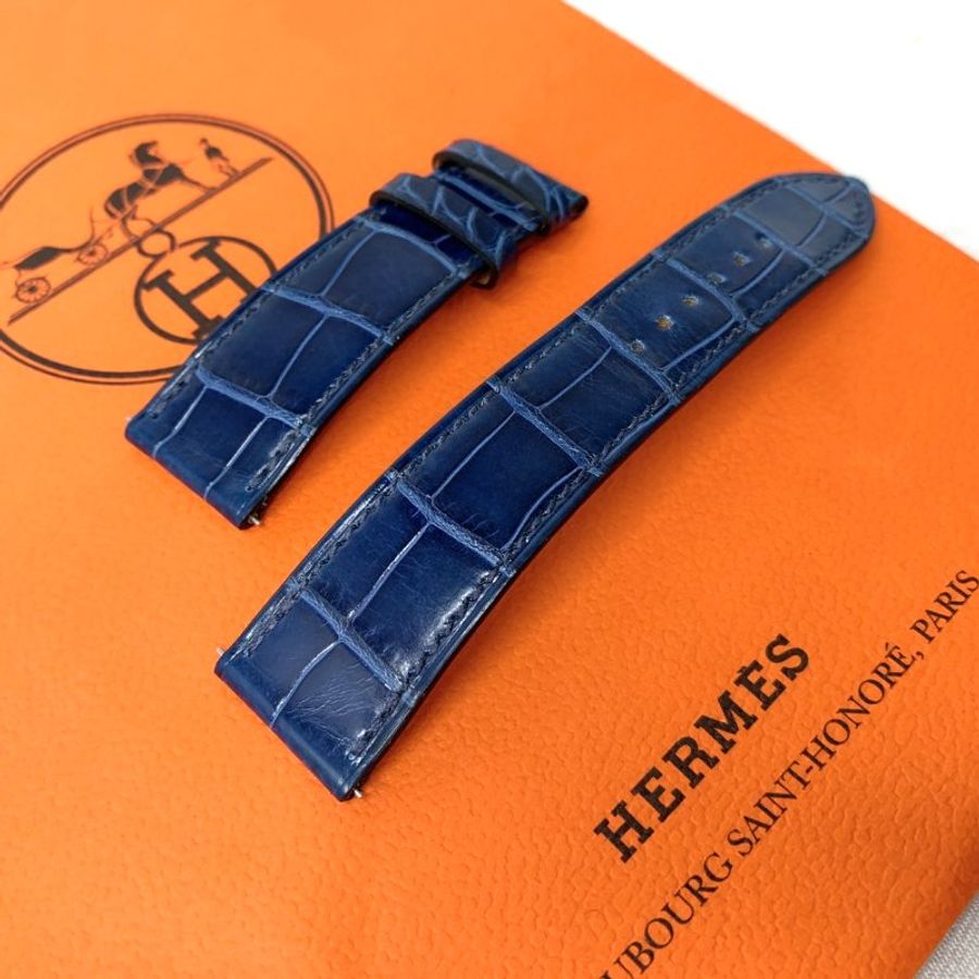HERMES 全新深藍鱷魚皮錶帶-2