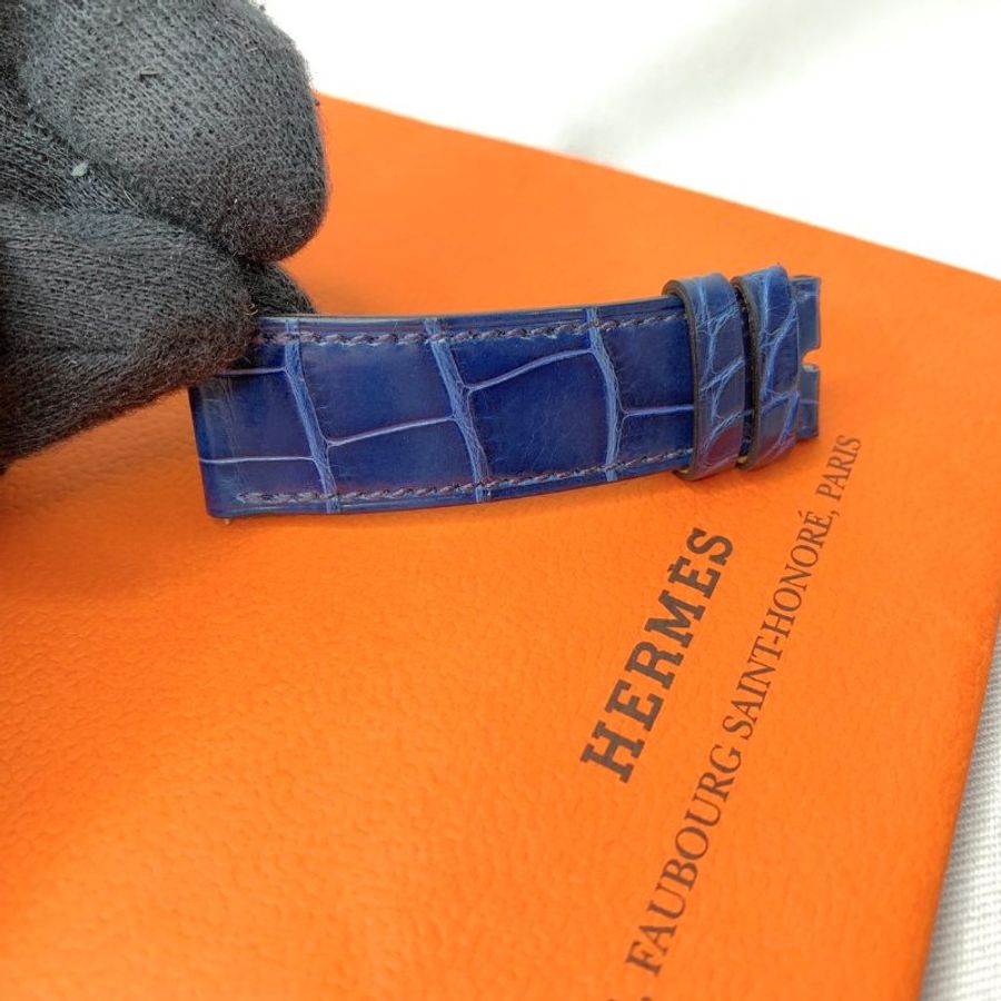HERMES 全新深藍鱷魚皮錶帶-5