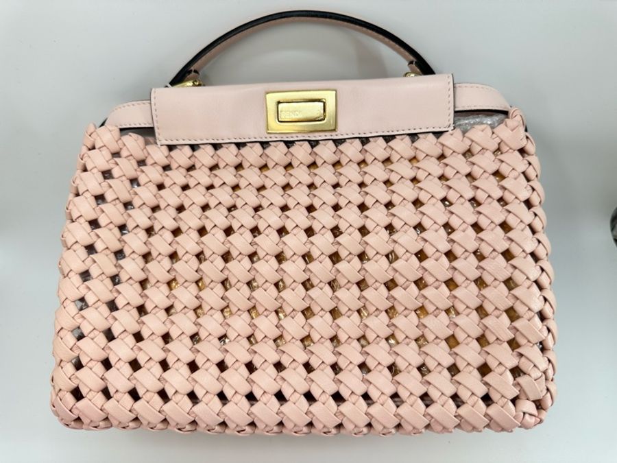 限量版 FENDI粉色編織包-10