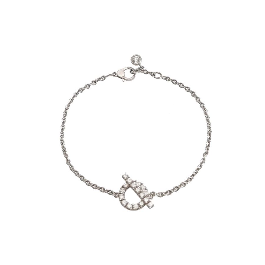 Hermes Finesse18K白金鑽石小Q手鍊-0