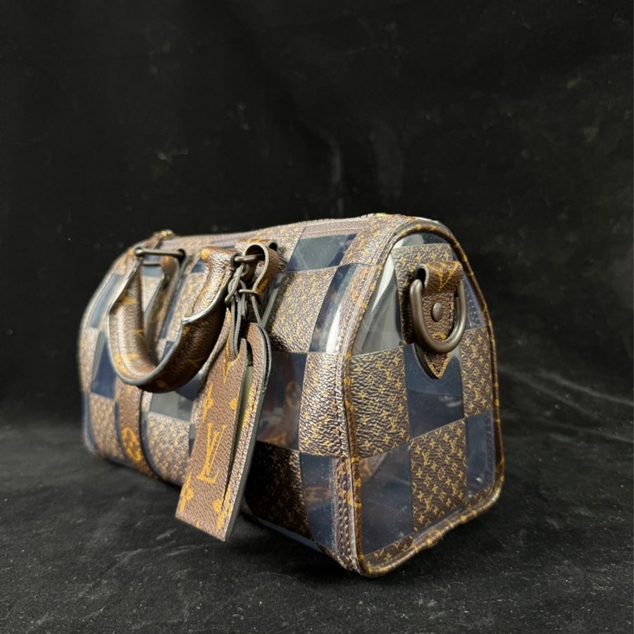 LV keepall 男生 斜背包 馬賽克 透明-3