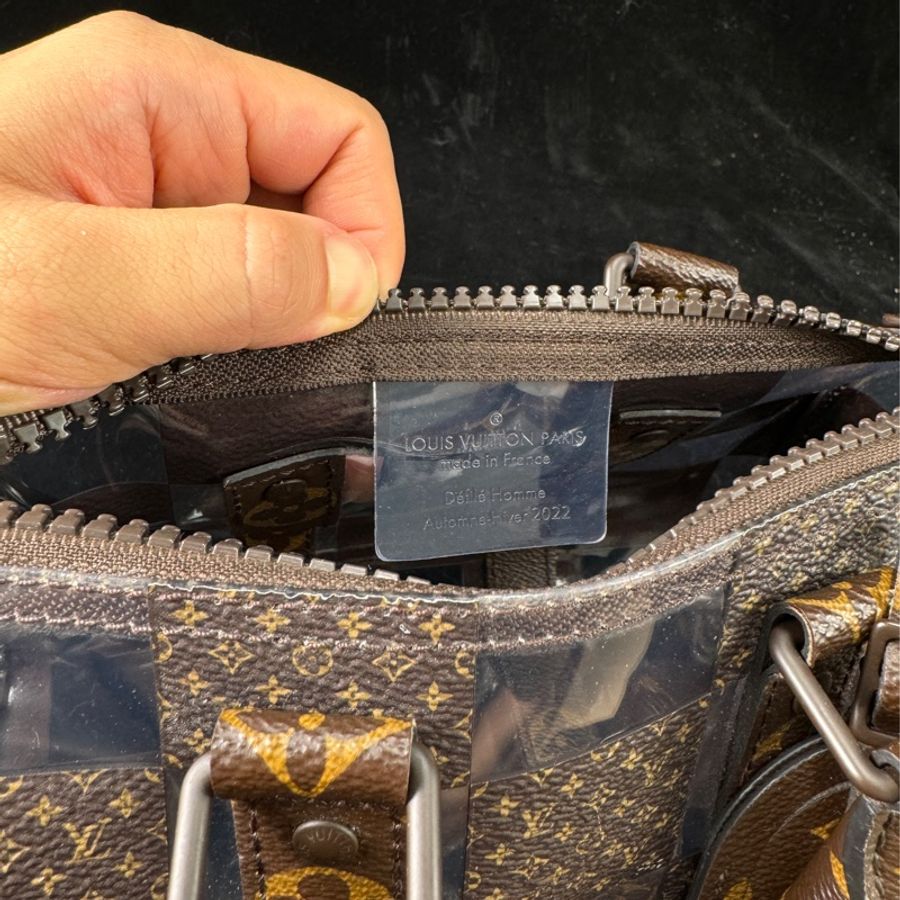 LV keepall 男生 斜背包 馬賽克 透明-6