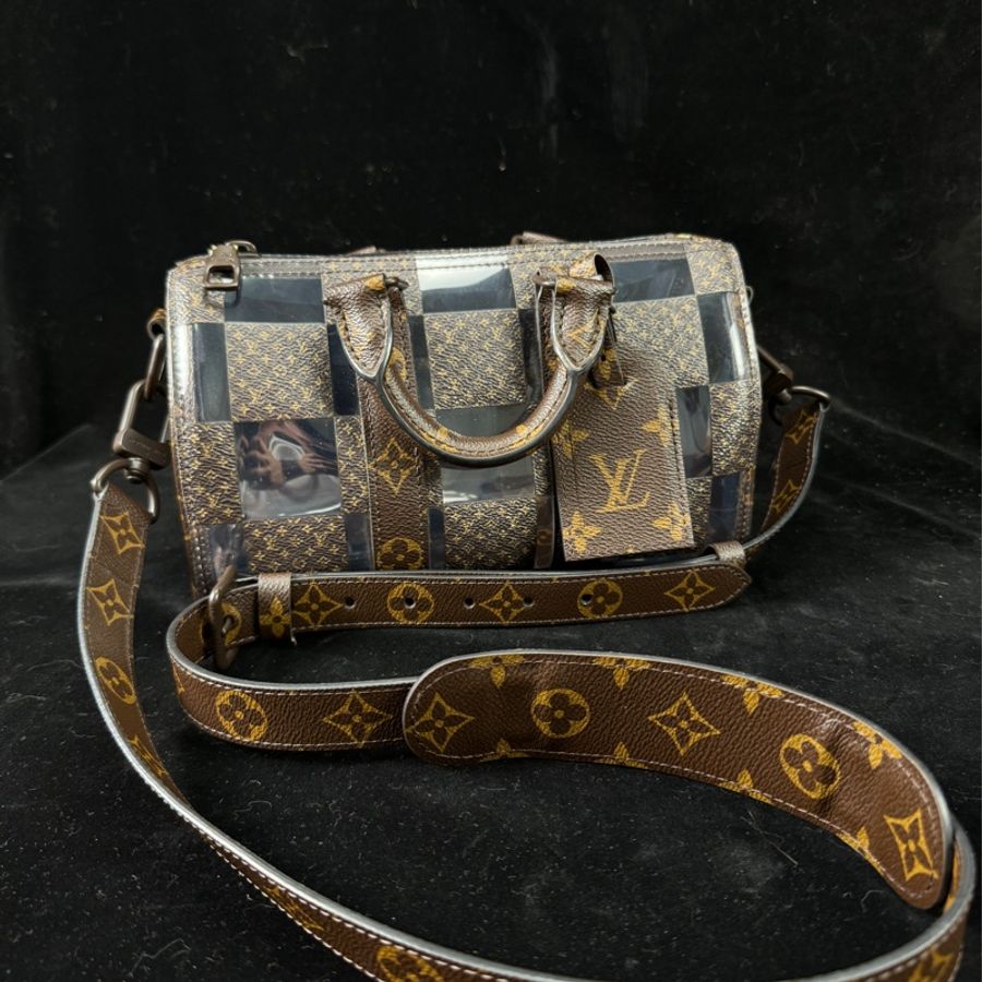LV keepall 男生 斜背包 馬賽克 透明-7