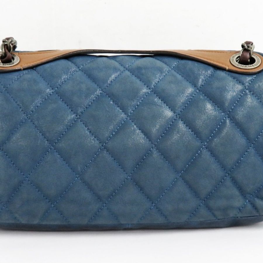 Chanel vintage 日本中古香奈兒牛仔藍鍊包-3