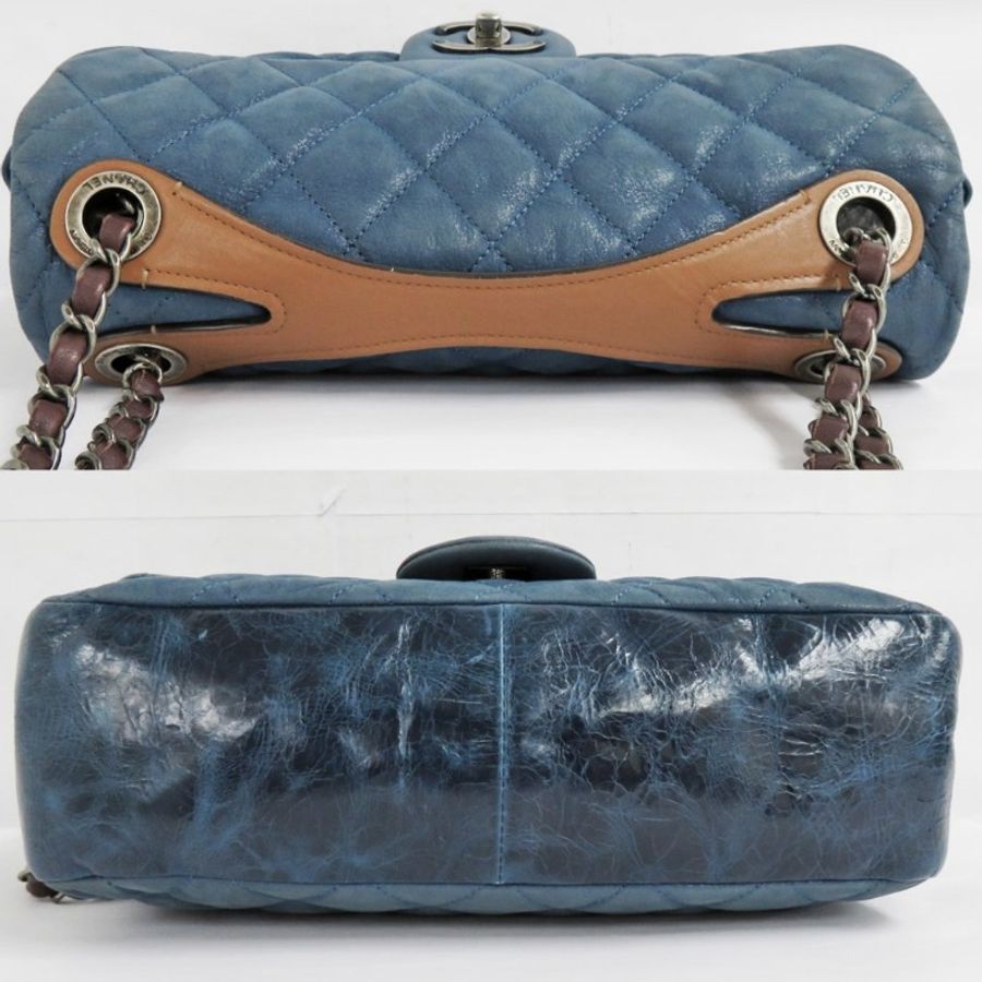 Chanel vintage 日本中古香奈兒牛仔藍鍊包-4