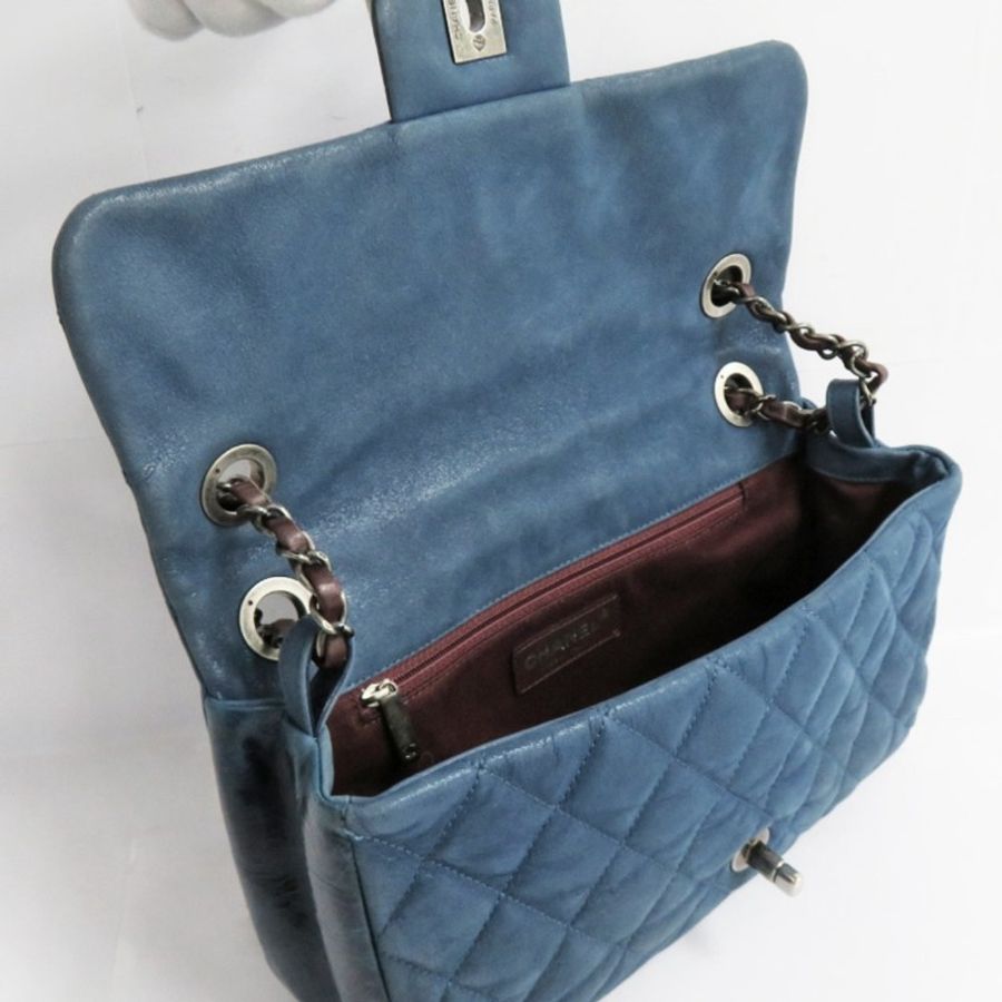 Chanel vintage 日本中古香奈兒牛仔藍鍊包-6
