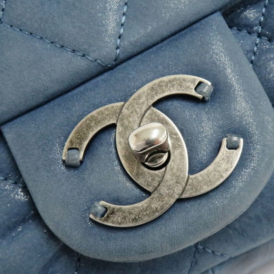 Chanel vintage 日本中古香奈兒牛仔藍鍊包-7
