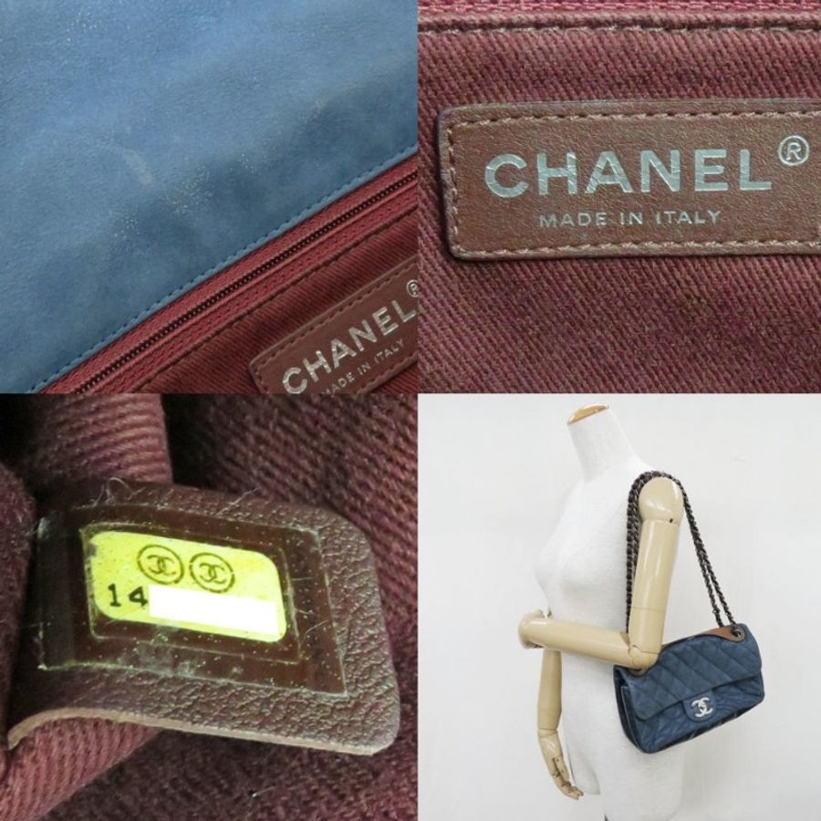Chanel vintage 日本中古香奈兒牛仔藍鍊包-8